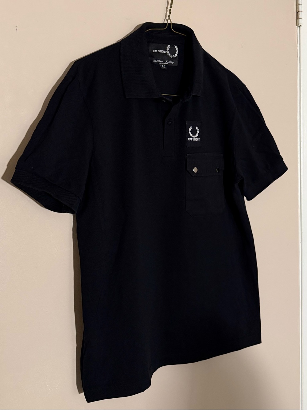 Fred Perry x Raf Simons Black Polo Shirt with Chest Pocket